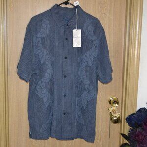 NWT Men's Tommy Bahama Bali Border Silk Camp Navy Casual Vacation Shirt